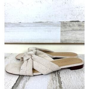 Talbots Womens 7 Tan Violet Knot Slides Textile Leather Slip-On Open Toe Sandal